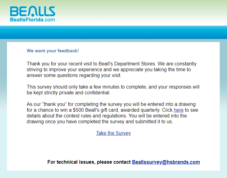 Participate in Bealls Survey