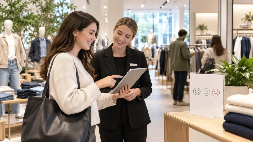 Department store shopping scene illustrating Ross customer feedback information